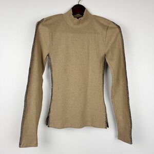 J. Crew Premium Rib Cotton Blend Turtleneck Whipstich Trim Size XS NWT